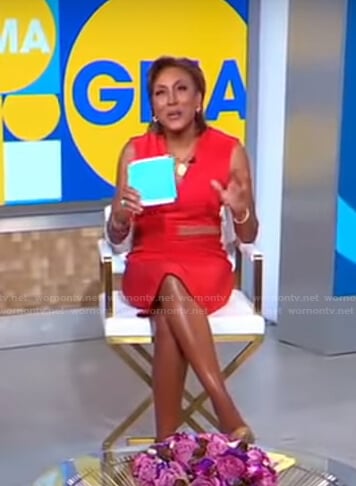 Robin’s orange v-neck dress on Good Morning America