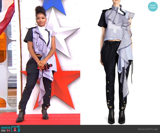 Sacai Gabardine Poplin Pants worn by Keke Palmer on Good Morning America