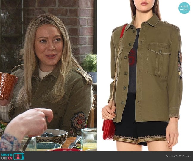 Saint Laurent Embroidered Cotton-Blend Jacket worn by Kelsey Peters (Hilary Duff) on Younger