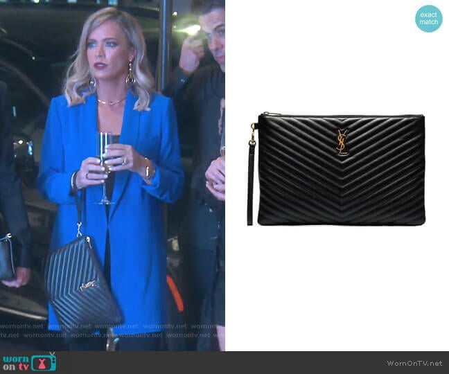 Saint Laurent Large Monogram Leather Document Holder worn by Teddi Mellencamp Arroyave on The Real Housewives of Beverly Hills