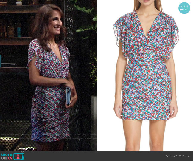 Saloni Brooke Dress in Blue Poppyfield worn by Lily Winters (Christel Khalil) on The Young and the Restless