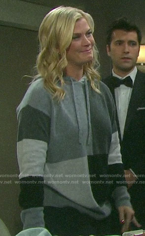 Sami’s grey colorblock hooded sweater on Days of our Lives