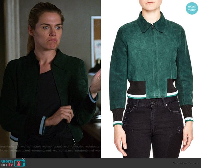 Sandro Suede Jacket worn by Trish Walker (Rachael Taylor) on Jessica Jones