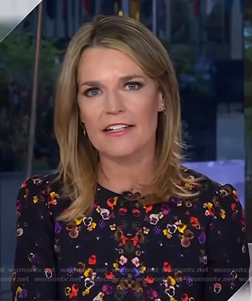 Savannah’s black pansy print dress on Today
