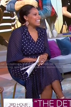 Sheinelle’s navy polka dot dress on Today