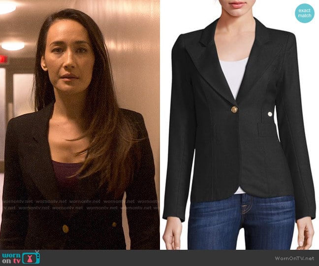 Smythe Duchess Blazer in Black worn by Hannah Wells (Maggie Q) on Designated Survivor