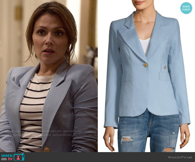 Smythe Duchess Blazer in Cloud worn by Emily Rhodes (Italia Ricci) on Designated Survivor