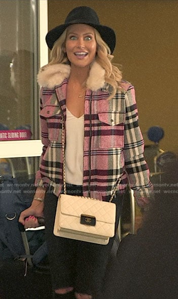 Stephanie’s pink plaid jacket with fur collar on The Hills New Beginnings