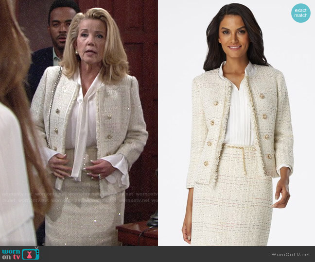 Tahari ASL Fringe-Trim Blazer worn by Nikki Reed Newman (Melody Thomas-Scott) on The Young and the Restless