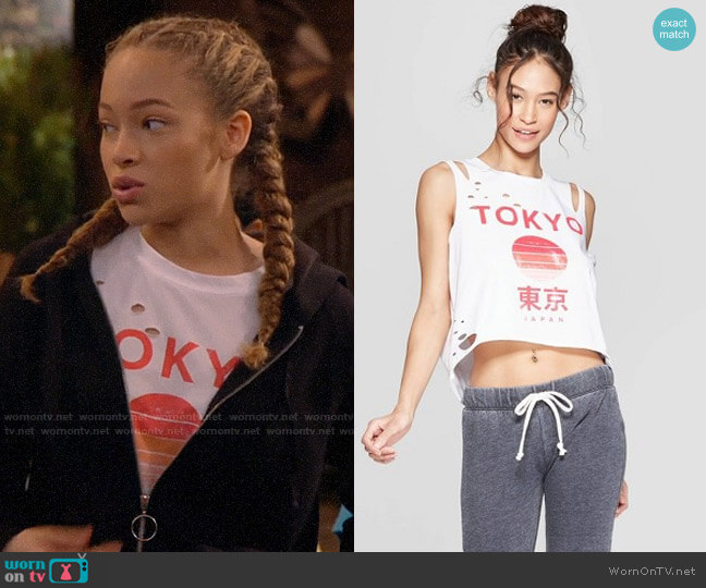 Grayson Threads Tokyo Destructed Lounge Sleep Tank Top worn by Ava (Shelby Simmons) on Bunkd
