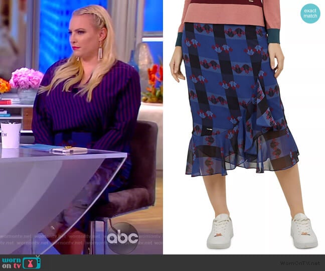 Numbers Kortez Robot-Print Skirt by Ted Baker Colour worn by Meghan McCain on The View