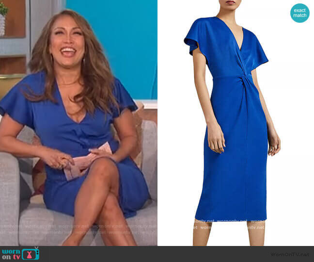 Ted Baker Ellame Twist-Front Dress worn by Carrie Inaba on The Talk