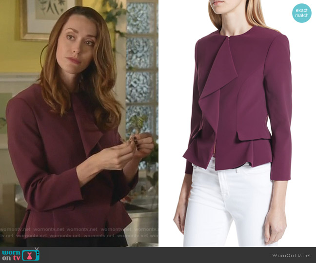 Ted Baker Ruffle Front Peplum Jacket worn by Abigail Pershing (Sarah Power) on Good Witch