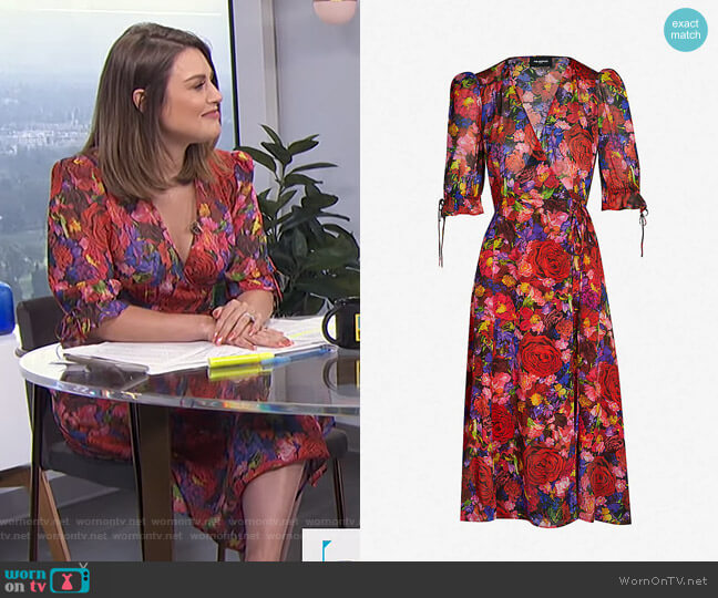 The Kooples Floral-Print Silk Dress worn by Carissa Loethen Culiner on E! News