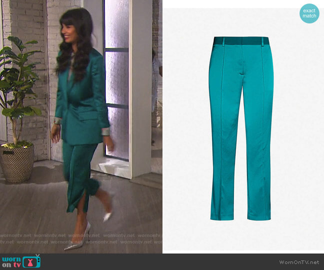 The Kooples High-Rise Slit-Detail Satin Trousers