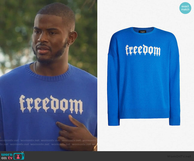 The Kooples Freedom print Jumper worn by Aaron Jackson (Trevor Jackson) on Grown-ish