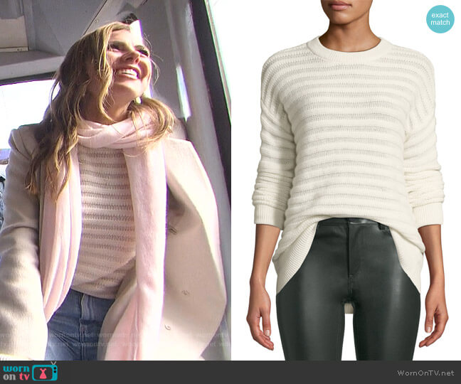 Theory Novelty-Stripe Cashmere Pullover Sweater worn by Hannah Brown on The Bachelorette