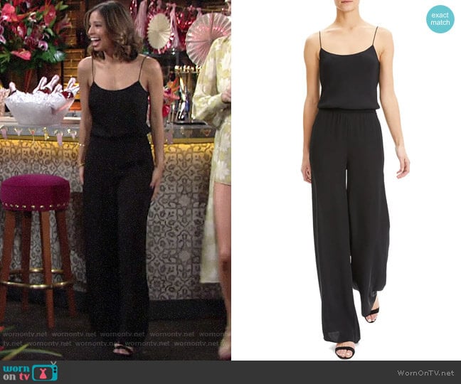 Theory Spaghetti Strap Jumpsuit worn by Elena Dawson (Brytni Sarpy) on The Young and the Restless