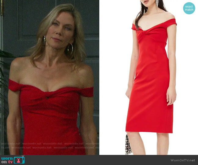 Topshop Twist Front Bardot Dress worn by Kristen DiMera (Stacy Haiduk) on Days of our Lives