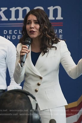 Isabel’s white asymmetric blazer on Designated Survivor