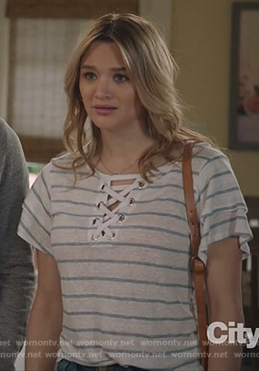Clementine’s striped lace-up tee on Life in Pieces