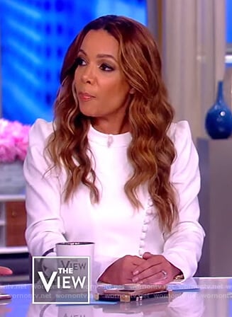 Sunny’s white scalloped mini dress on The View