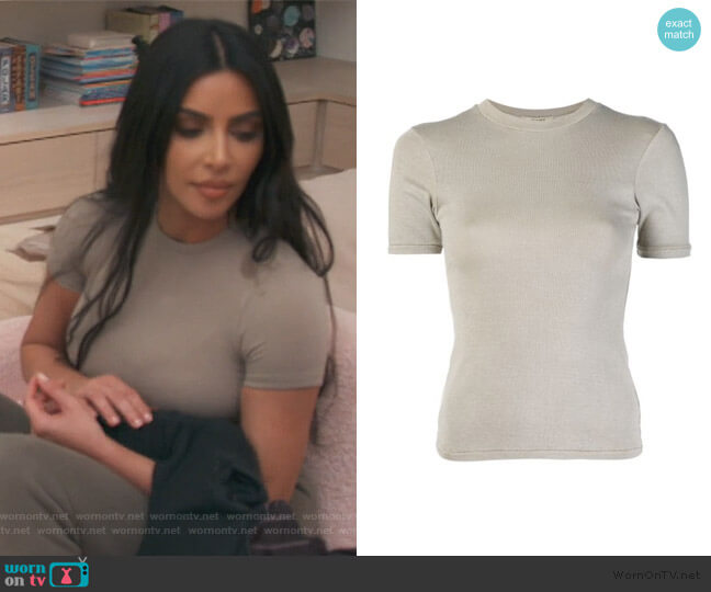 Yeezy Season 6 shrunken T-shirt worn by Kim Kardashian on Keeping Up with the Kardashians