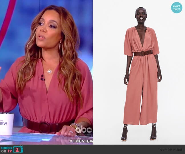 Zara Belted Wrap Jumpsuit worn by Sunny Hostin on The View