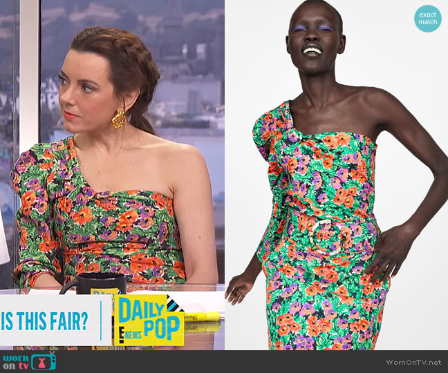 Zara Printed Asymmetric Top worn by Melanie Bromley on E! News