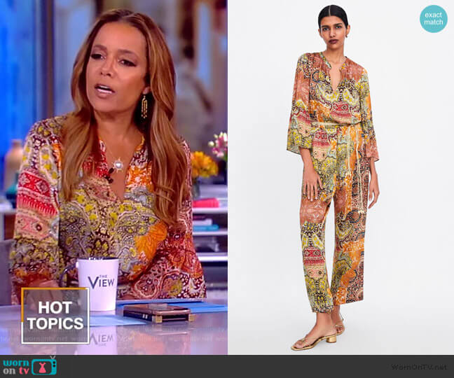 Zara Printed Belted Jumpsuit worn by Sunny Hostin on The View