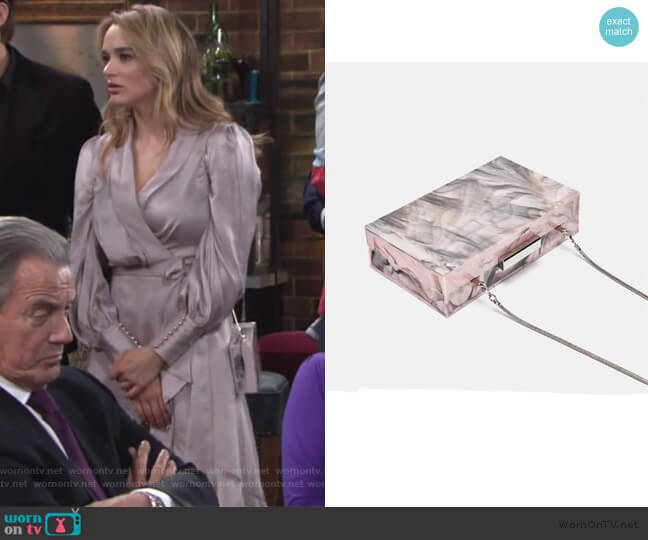 Zara Marble Box Clutch worn by Summer Newman (Hunter King) on The Young and the Restless