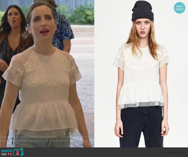 Zara Lace Top worn by Jennifer Short (Zoe Lister-Jones) on Life in Pieces
