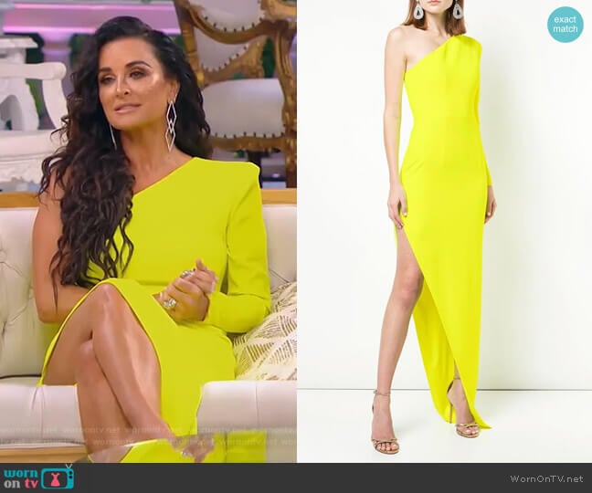 Alex Perry Structured One-Shoulder Gown worn by Kyle Richards on The Real Housewives of Beverly Hills