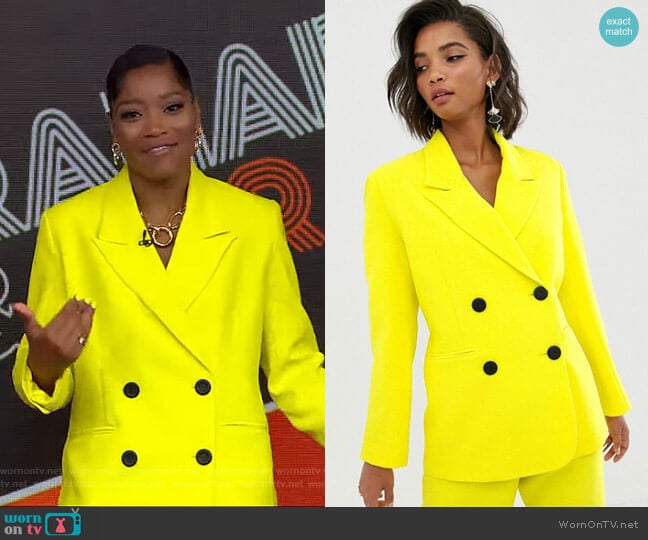 Asos Double Breasted Mansy Jacket worn by Keke Palmer on Good Morning America