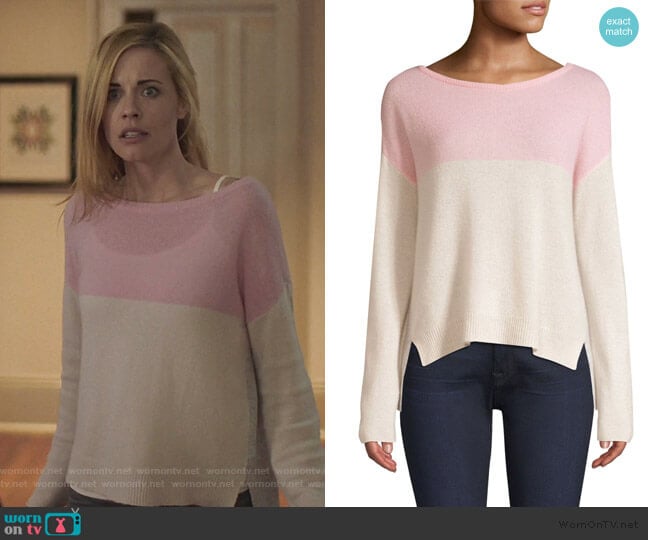 ATM Anthony Thomas Melillo Cashmere Colorblocked Sweater worn by Kelly Anne Van Awken (Molly Burnett) on Queen of the South