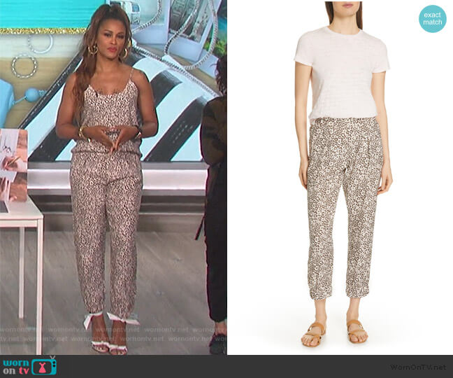 ATM Anthony Thomas Melillo Lunar Leopard Print Silk Pants worn by Eve on The Talk