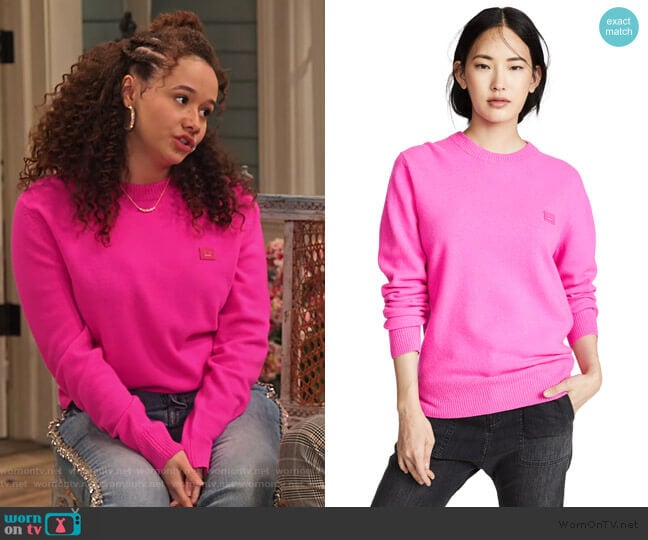 Acne Studios Nalon Face Sweater worn by Jade (Talia Jackson) on Family Reunion