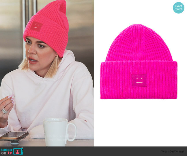 Acne Studios Pancy Face Beanie worn by Khloe Kardashian on Keeping Up with the Kardashians