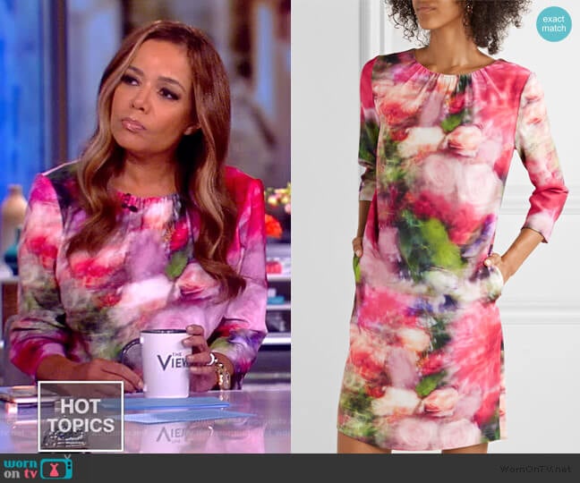 Adam Lippes Floral-print washed-crepe mini dress worn by Sunny Hostin on The View