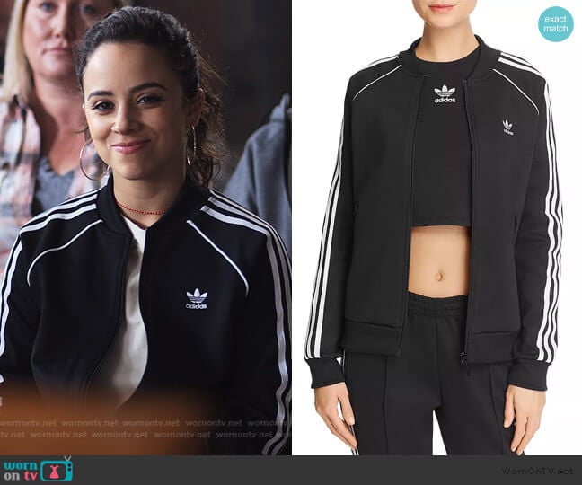 Adidas Stripe-Detail Track Jacket worn by Moe Truax (Kiana Madeira) on Trinkets