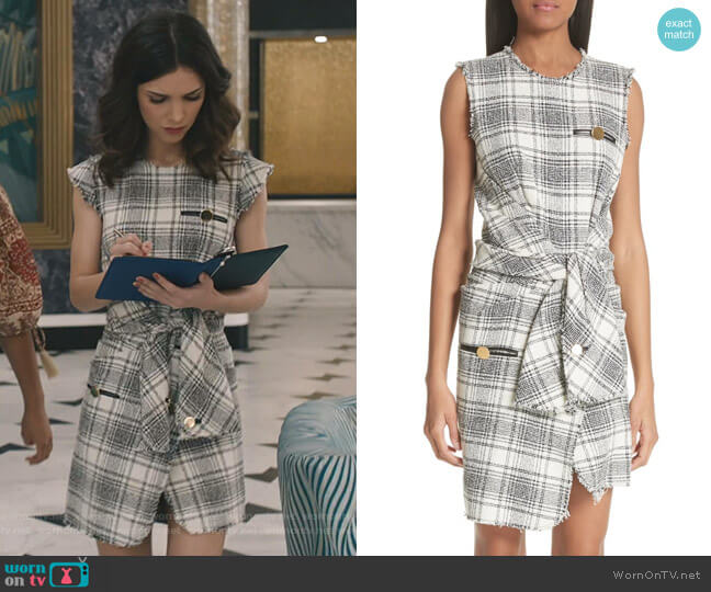 Alexander Wang Tie Waist Tweed Dress worn by Alicia Mendoza (Denyse Tontz) on Grand Hotel