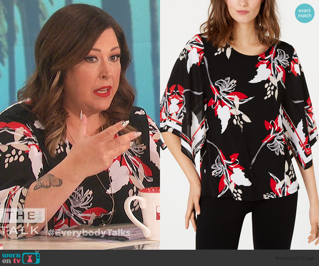 Alfani Printed Poncho-Sleeve Top