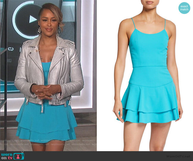 Alice + Olivia Palmira Mini Ruffle Tank Dress worn by Eve on The Talk