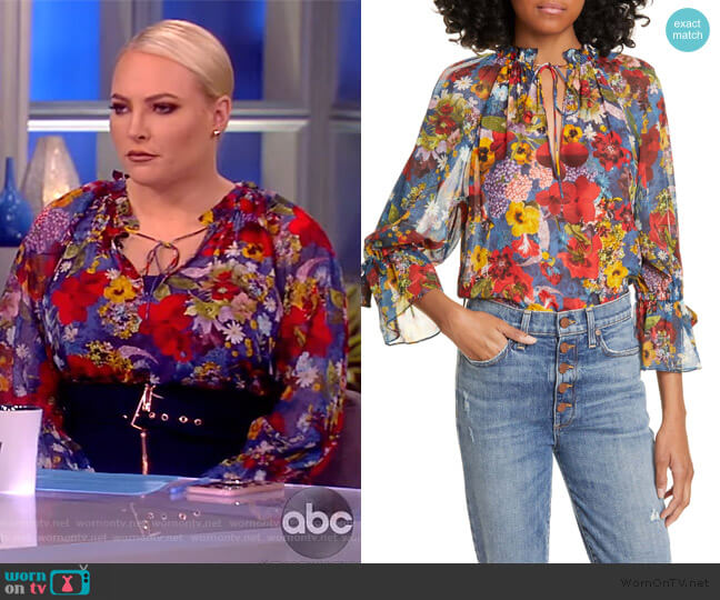 Alice + Olivia Julius Floral Print Raglan Sleeve Blouson Tunic worn by Meghan McCain on The View