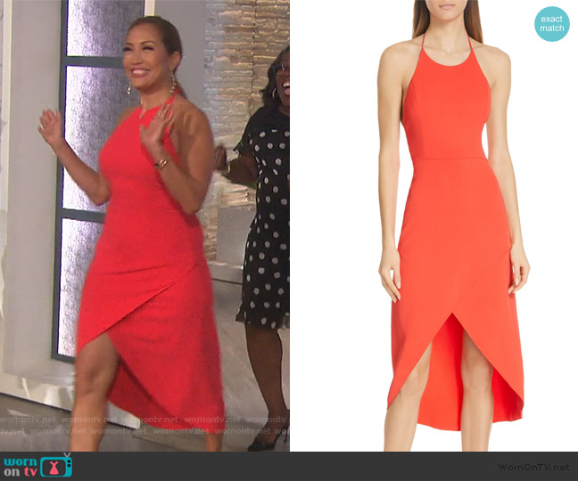 Alice + Olivia Kristy Halter Neck High/Low Dress worn by Carrie Inaba on The Talk