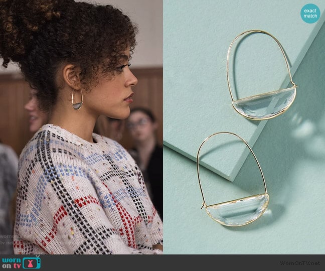 Anthropologie Large Stone Crescent Hoop Earrings worn by Tabitha Foster (Quintessa Swindell) on Trinkets