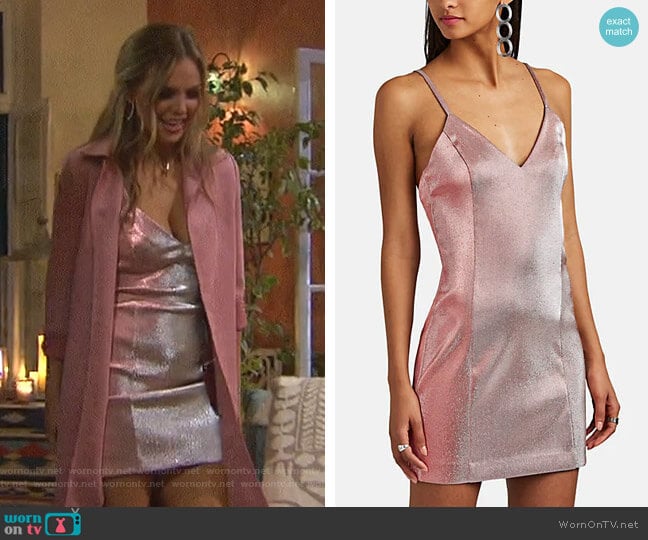 Area Cotton-Blend Lamé Slipdress worn by Hannah Brown on The Bachelorette