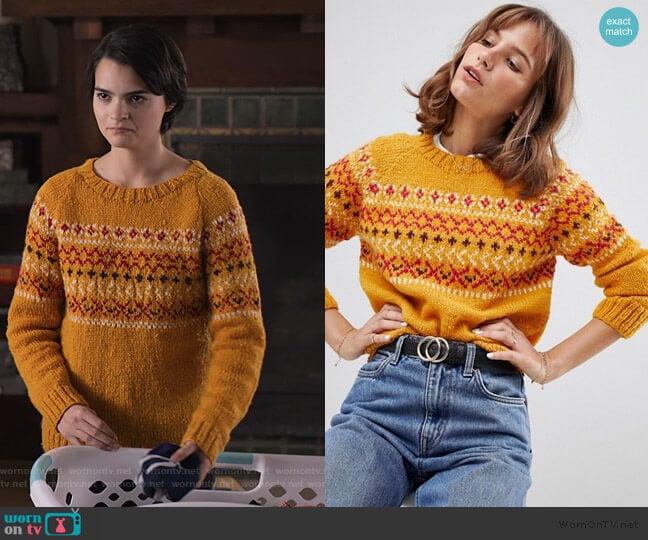 ASOS People Tree Hand Knitted Sweater worn by Elodie Davis (Brianna Hildebrand) on Trinkets