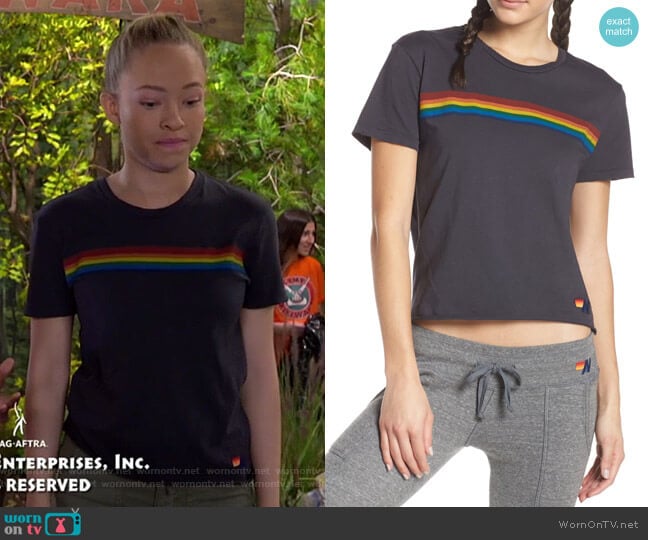 Aviator Nation Rainbow Tee worn by Ava (Shelby Simmons) on Bunkd