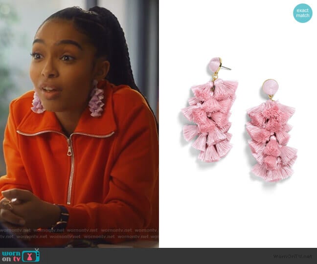 Baublebar Contessa Tassel Earrings worn by Zoey Johnson (Yara Shahidi) on Grown-ish
